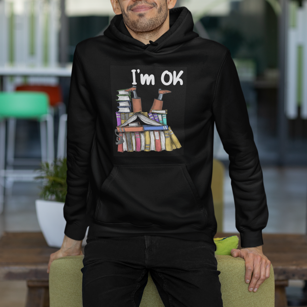 I'm Ok With Books Reading Book Lover Hoodie - Wonder Print Shop