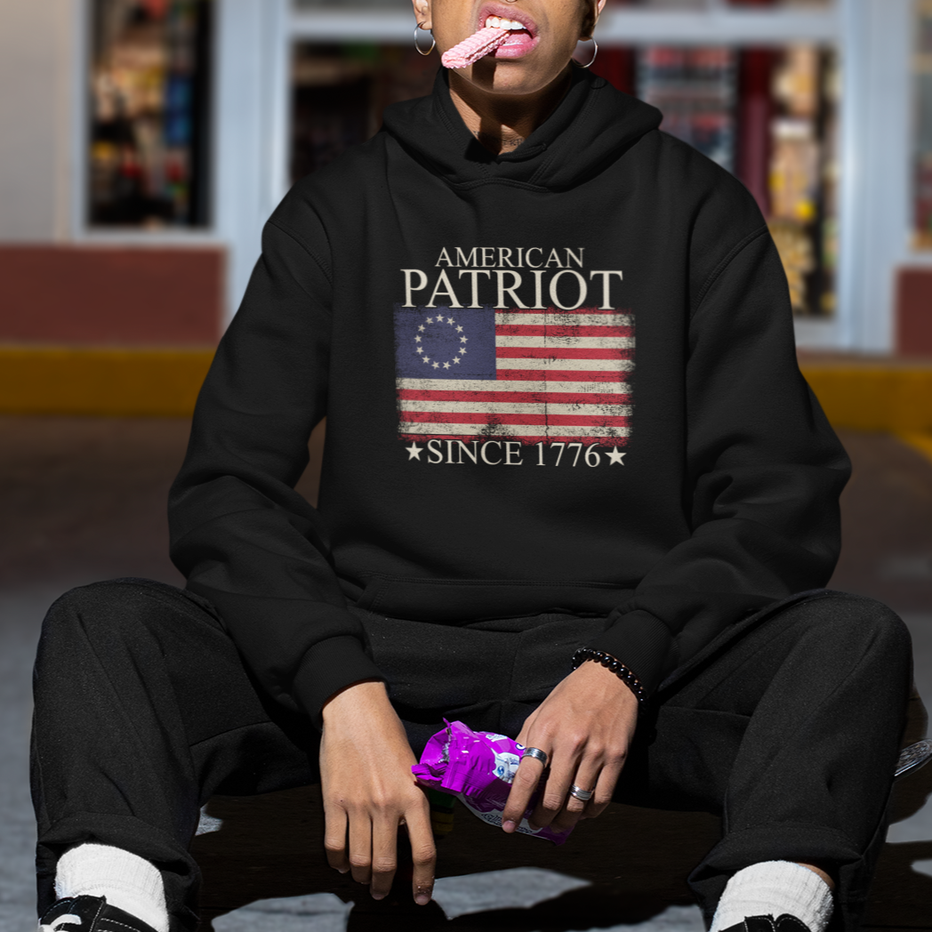 American Patriot Since 1776 Betsy Ross Flag Hoodie - Wonder Print Shop