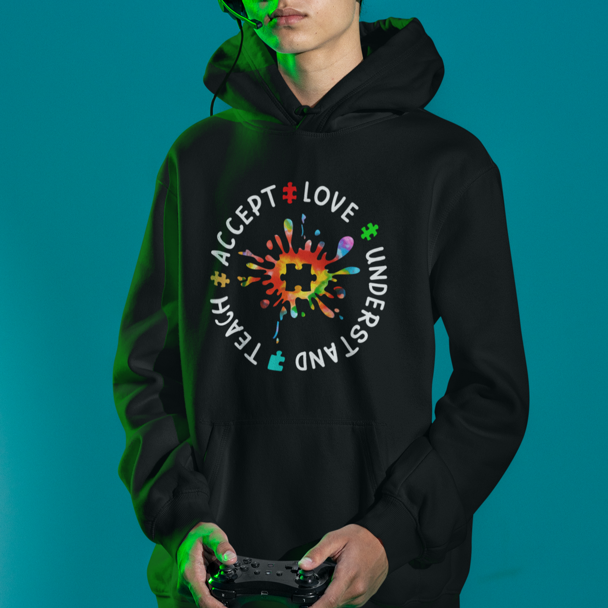 Autism Awareness Hoodie Special Teacher Teach Accept Understand Love - Wonder Print Shop