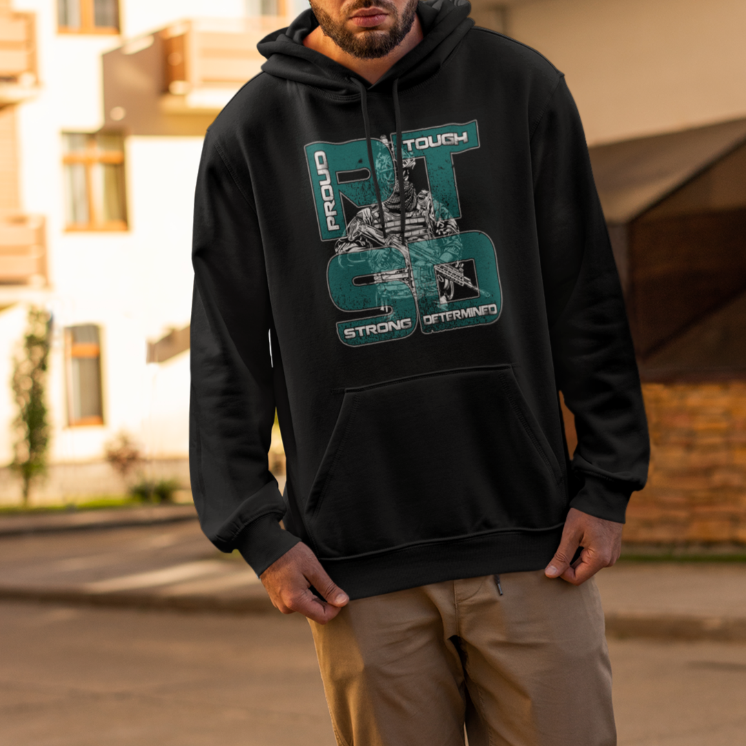 Veteran PTSD Hoodie Proud Tough Strong Determined Teal Ribbon - Wonder Print Shop