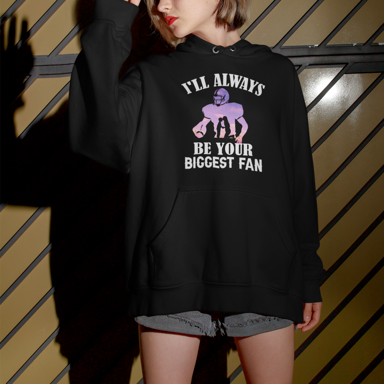 Football Mom Hoodie I'll Always Be Your Biggest Fan Support Son Football Player - Wonder Print Shop