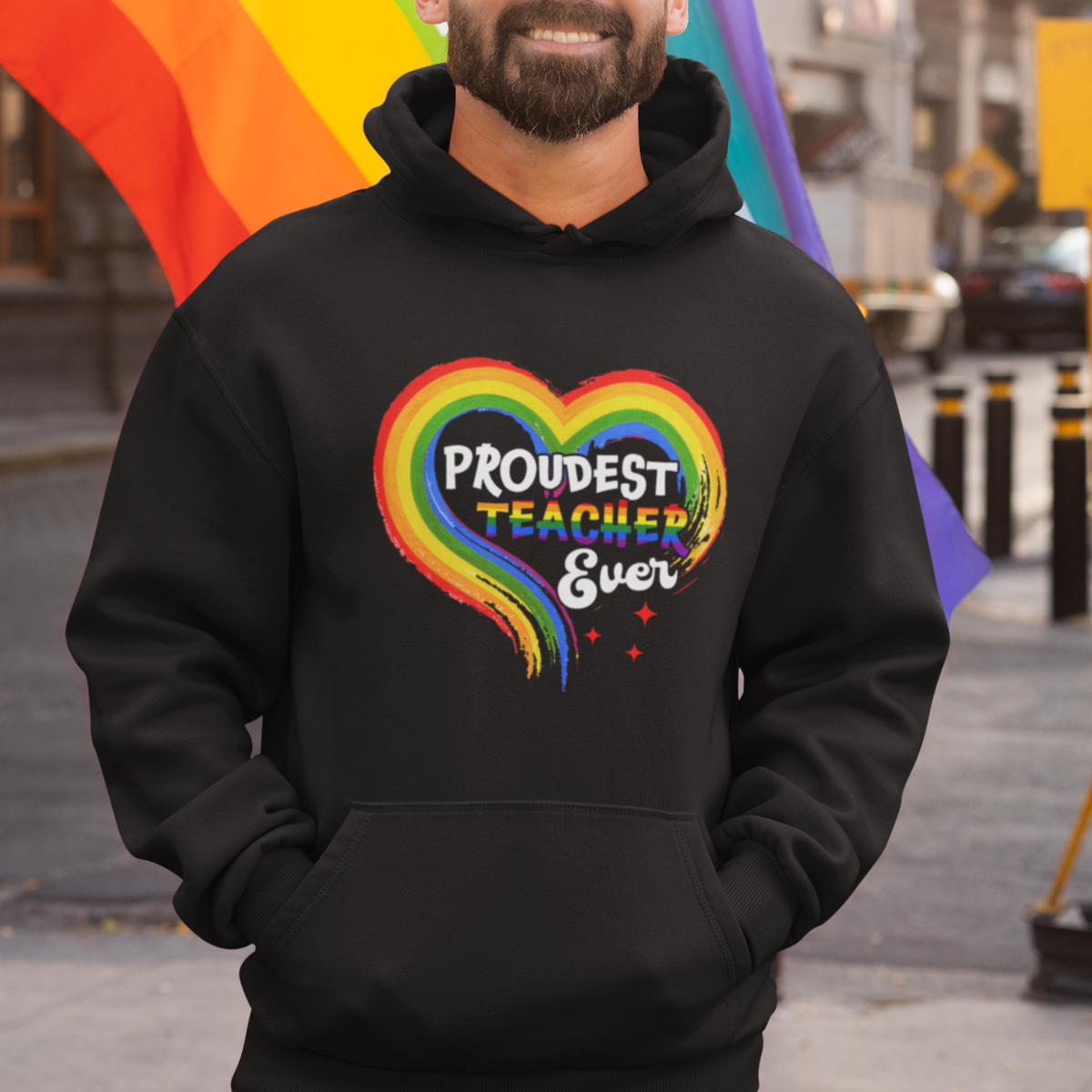LGBT History Month Hoodie Proudest Teacher Ever Teaching Proud Rainbow - Wonder Print Shop