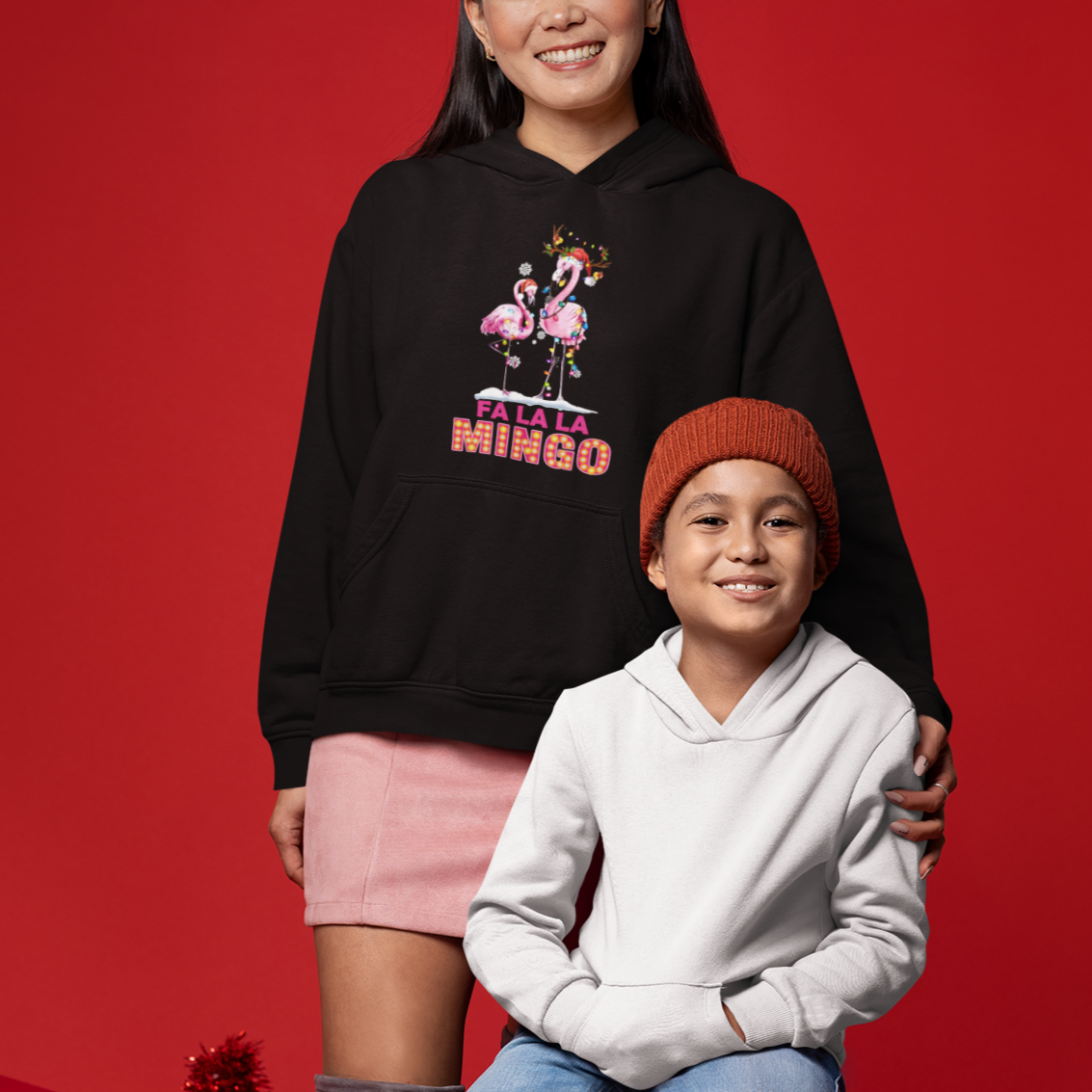 Fa La La Mingo Flamingo Hawaiian Retro Christmas Hoodie - Wonder Print Shop