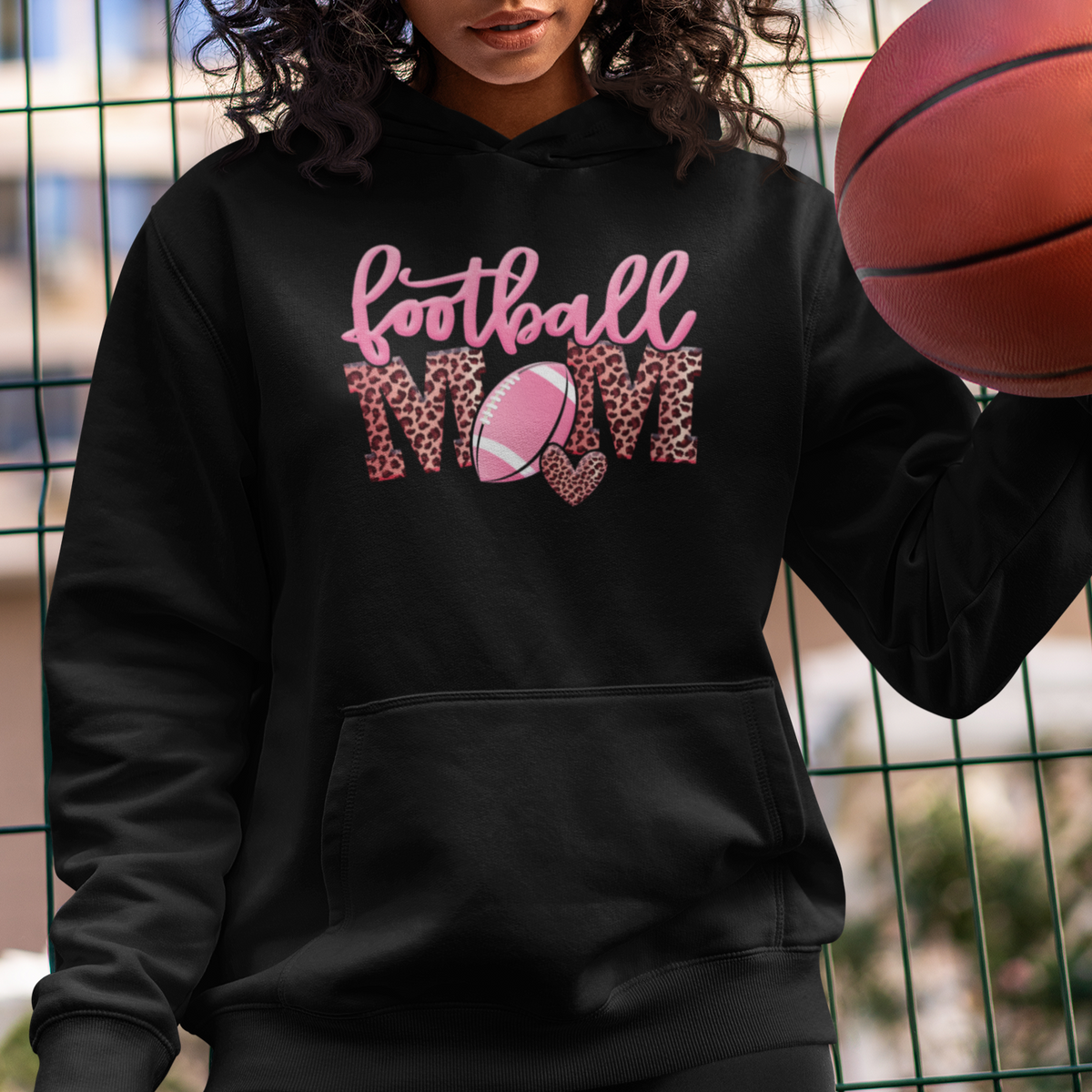 Football Mom Hoodie Leopard Women Game Day Sunday Funday Rugby - Wonder Print Shop