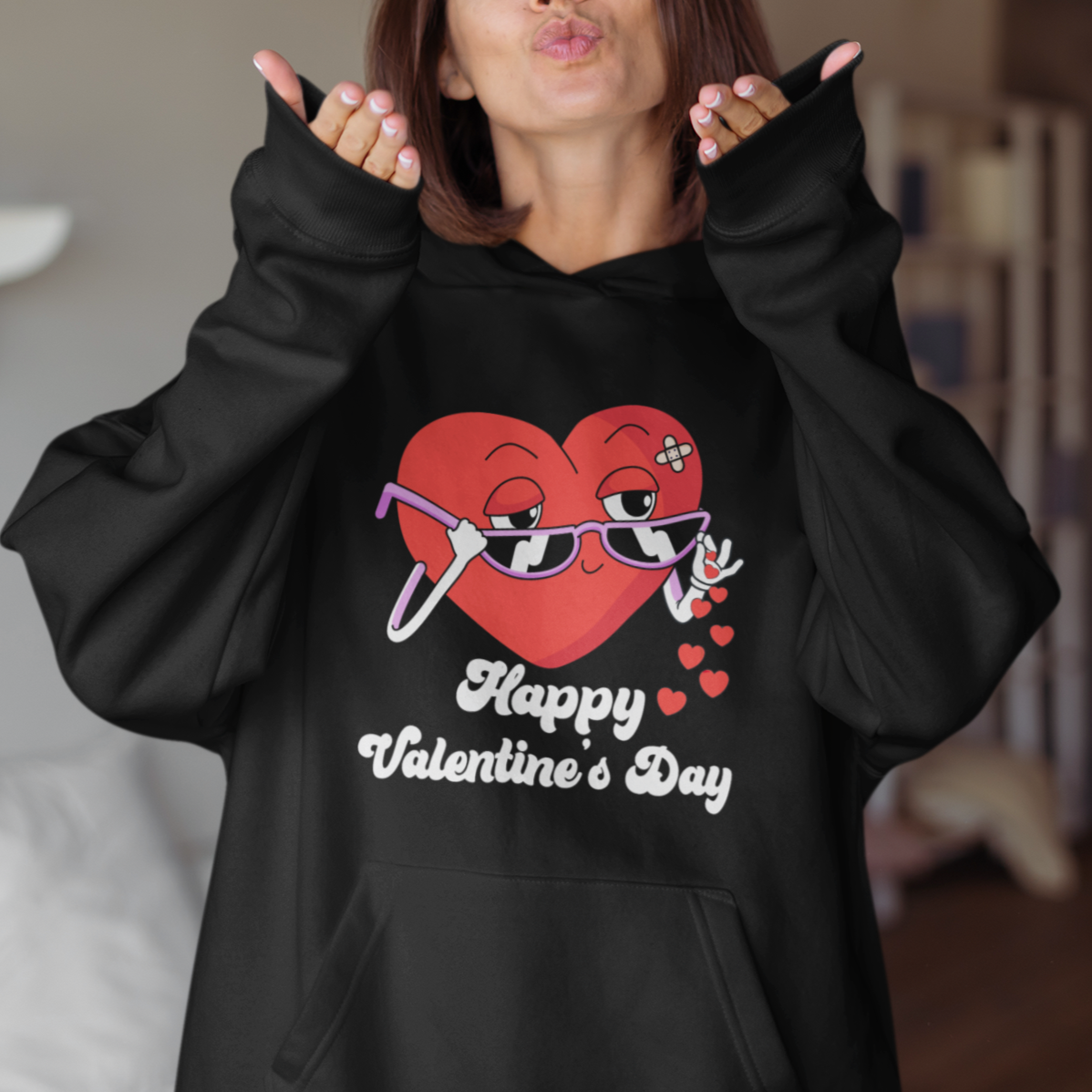 Happy Valentine's Day Cute Heart Bae Funny Salting Hearts Hoodie - Wonder Print Shop