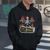Halloween Gymer Hoodie Make It Happen Skeleton Deadlift Fitness Gym - Wonder Print Shop