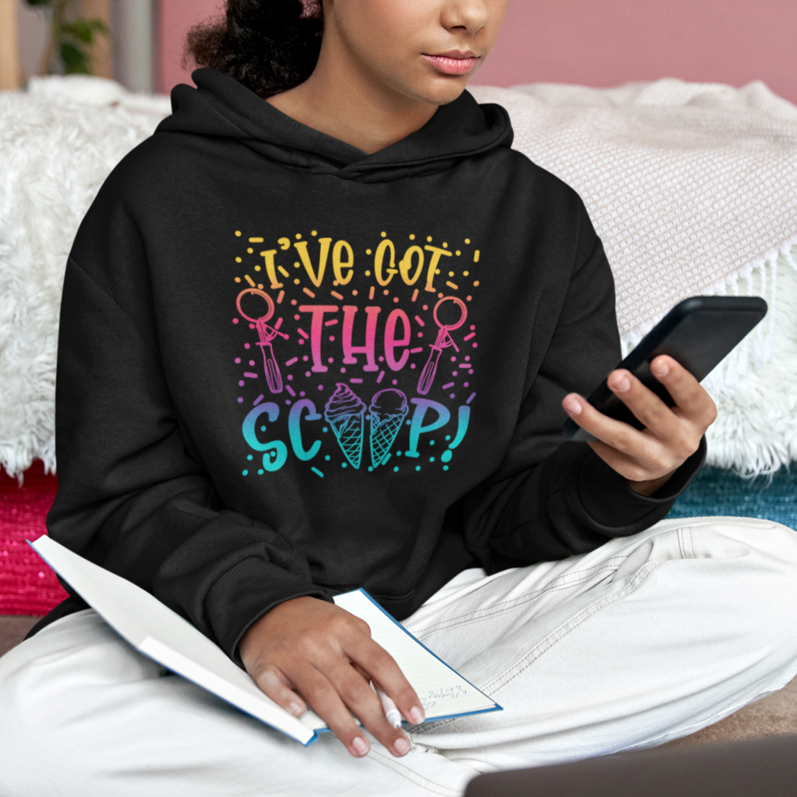 Baby Announcement Hoodie I've Got The Scoop Ice Cream Blue Pink Gender Reveal Baby Shower - Wonder Print Shop