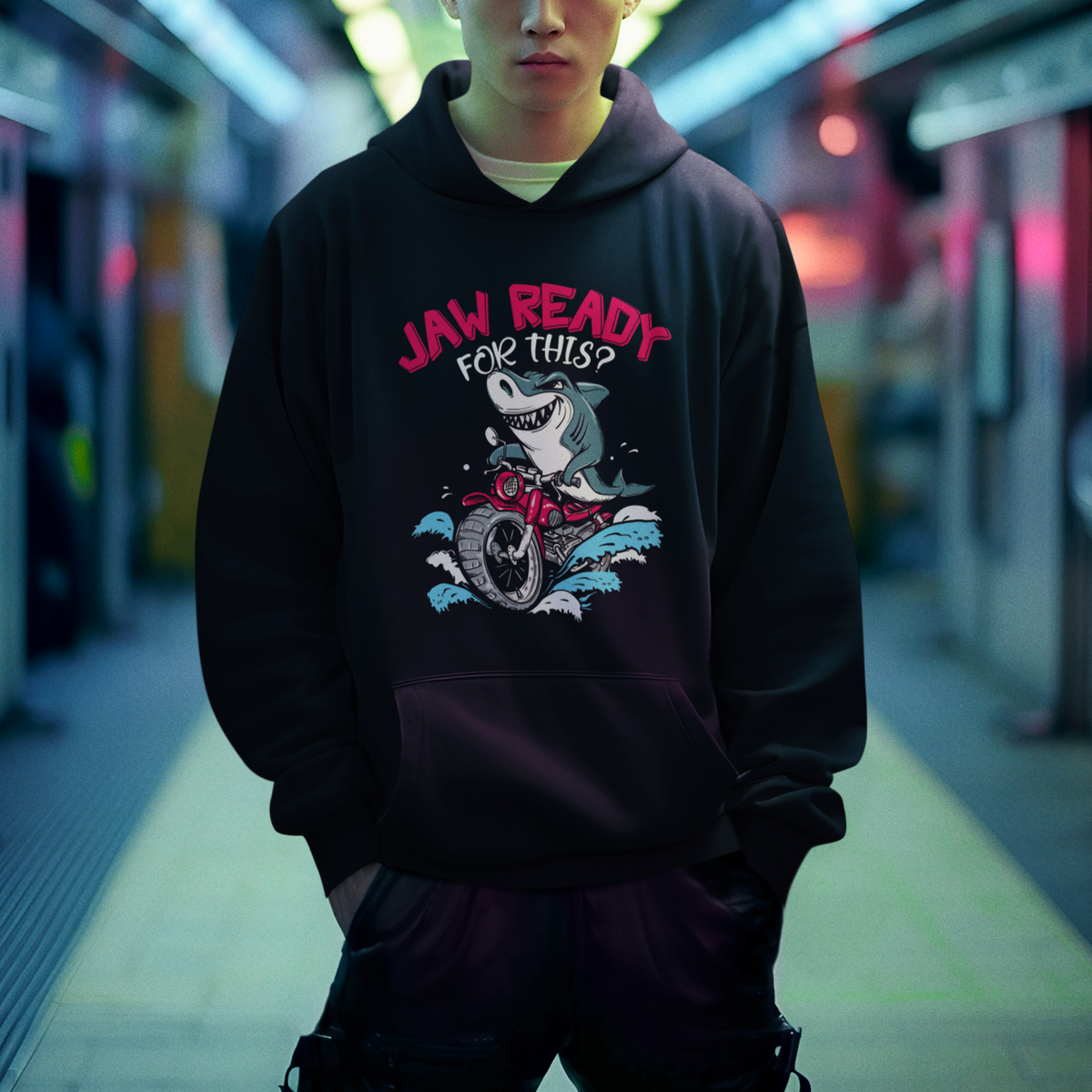 Shark Lover Hoodie Jaw Ready For This Riding Motorbike - Wonder Print Shop