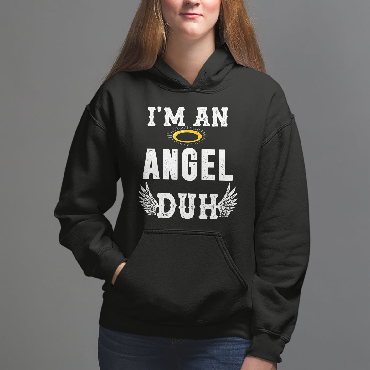 Christmas Hoodie I'm An Angel Duh Lazy - Wonder Print Shop