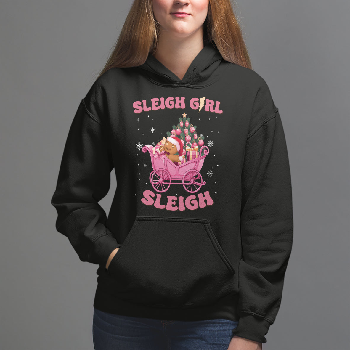 Sleigh Girl Sleigh Christmas Groovy Gingerbread Man Xmas Holidays Hoodie - Wonder Print Shop