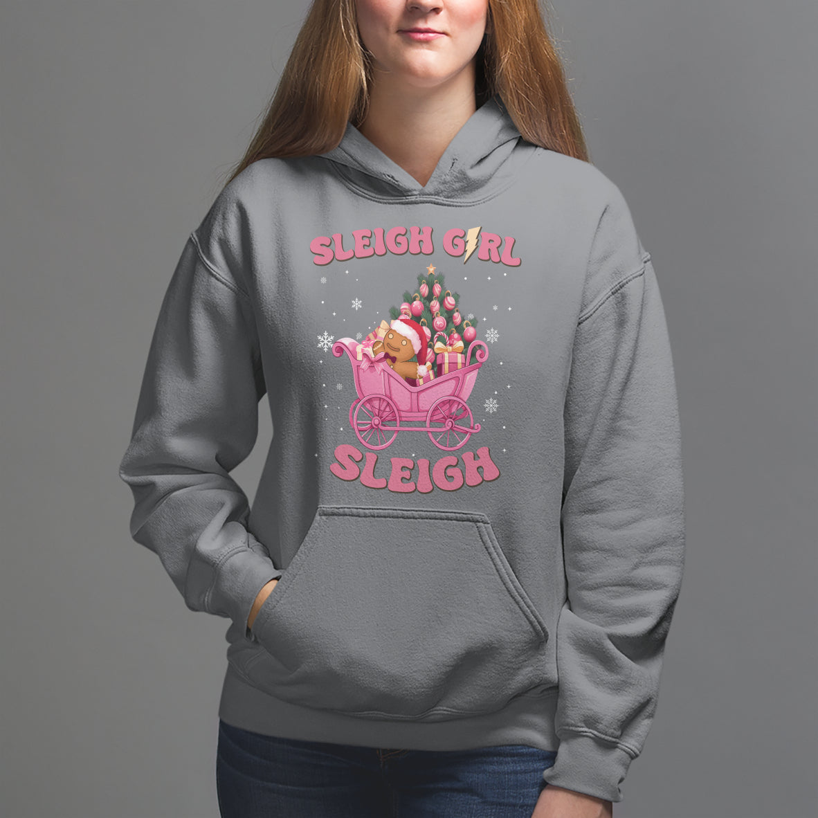 Sleigh Girl Sleigh Christmas Groovy Gingerbread Man Xmas Holidays Hoodie - Wonder Print Shop