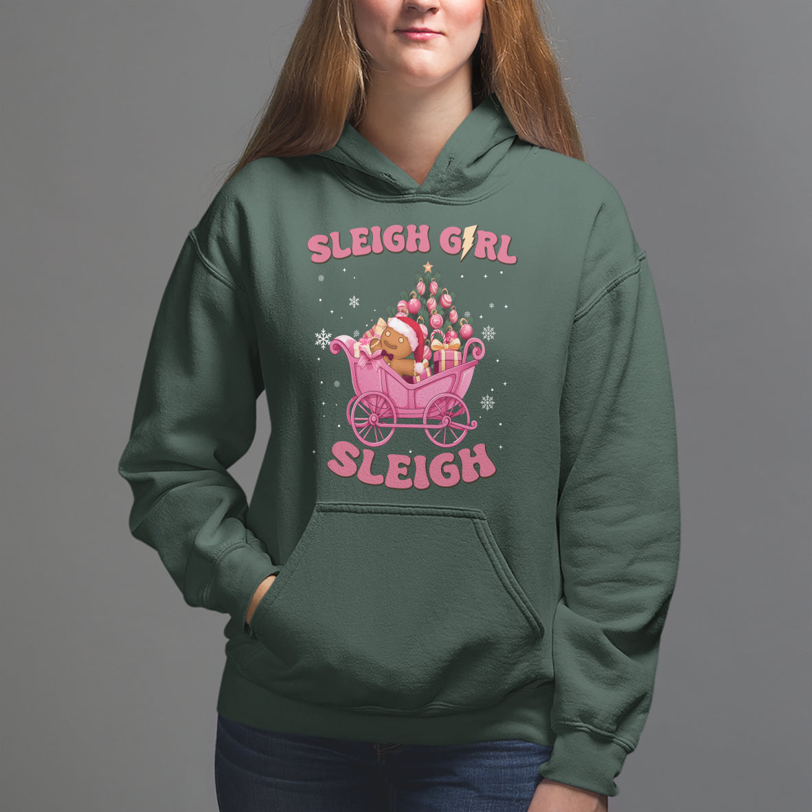 Sleigh Girl Sleigh Christmas Groovy Gingerbread Man Xmas Holidays Hoodie - Wonder Print Shop