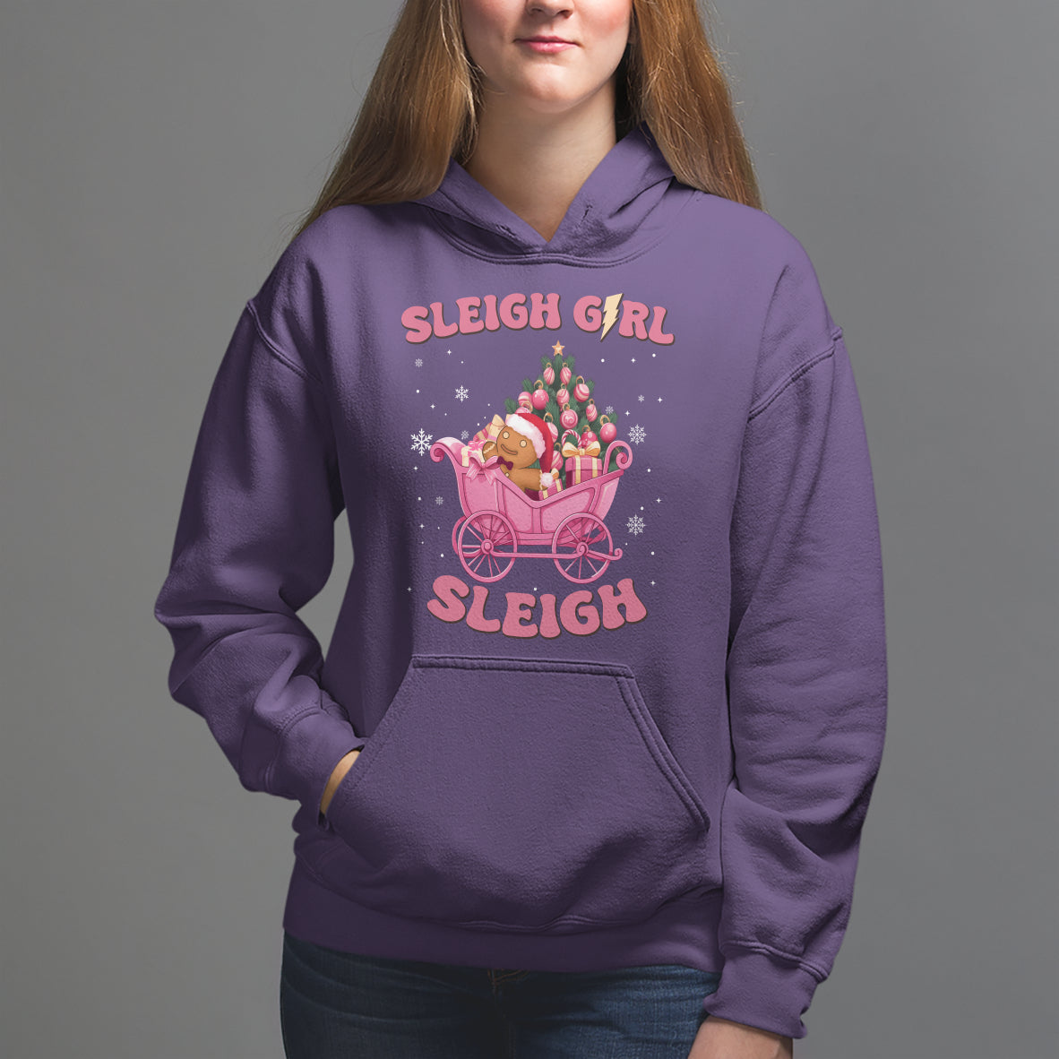 Sleigh Girl Sleigh Christmas Groovy Gingerbread Man Xmas Holidays Hoodie - Wonder Print Shop