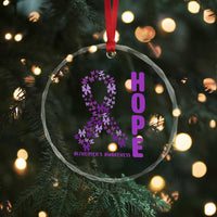 Hope Alzheimer's Awareness Purple Butterfly Ribbon Support Crystal Glass Ornament