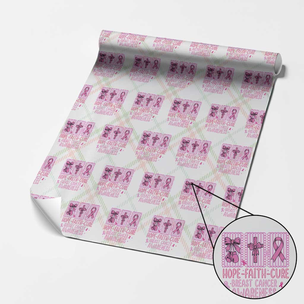 Hope Faith Cure Breast Cancer Awareness Wrapping Paper Roll Pink Ribbon Survivor Support Gift