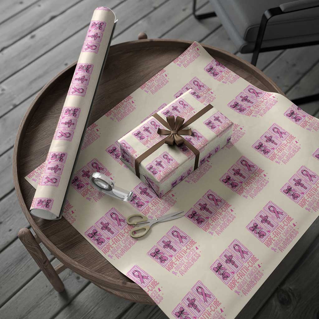 Hope Faith Cure Breast Cancer Awareness Wrapping Paper Roll Pink Ribbon Survivor Support Gift