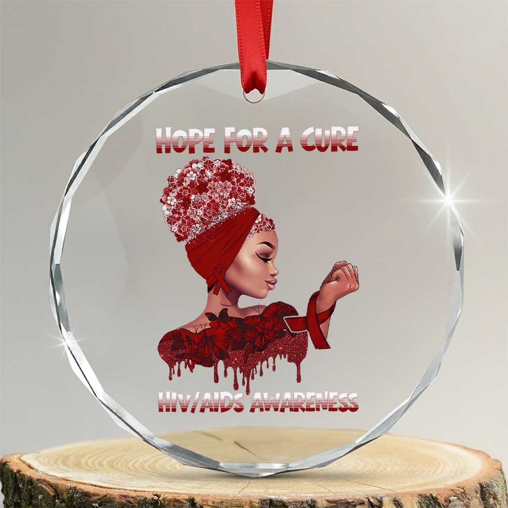 Hope For A Cure HIV Awareness Crystal Glass Ornament Support Squad Gift - Wonder Print Shop