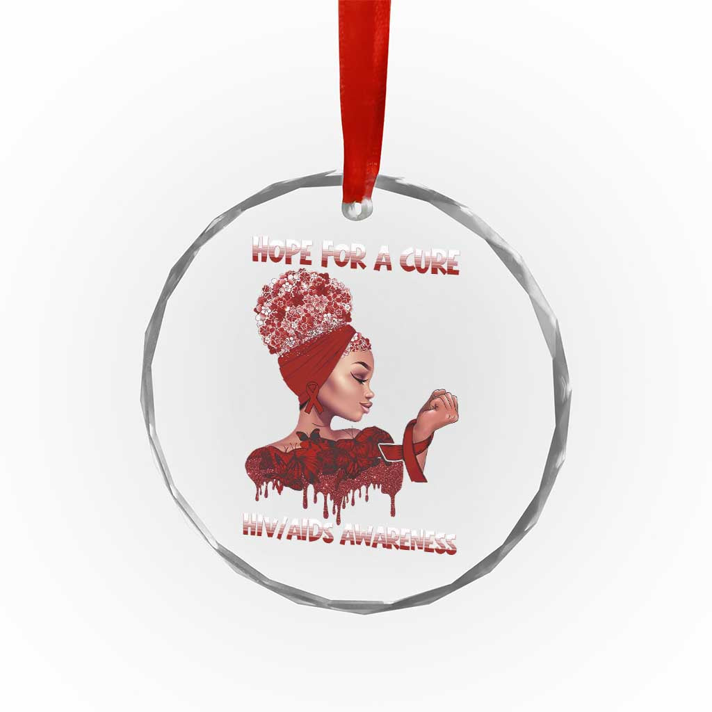 Hope For A Cure HIV Awareness Crystal Glass Ornament Support Squad Gift - Wonder Print Shop