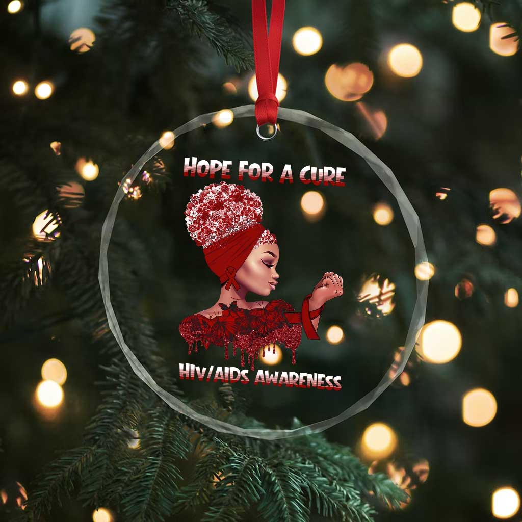 Hope For A Cure HIV Awareness Crystal Glass Ornament Support Squad Gift - Wonder Print Shop