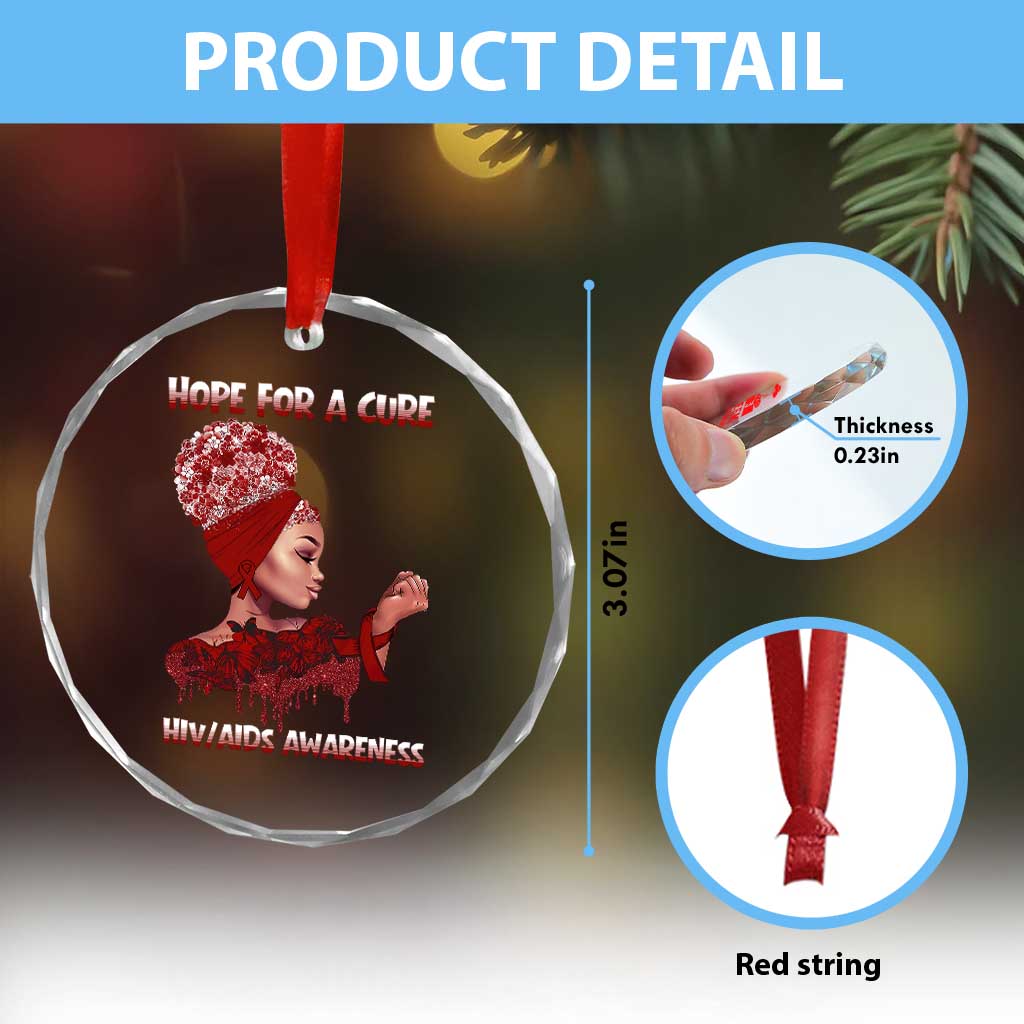 Hope For A Cure HIV Awareness Crystal Glass Ornament Support Squad Gift - Wonder Print Shop