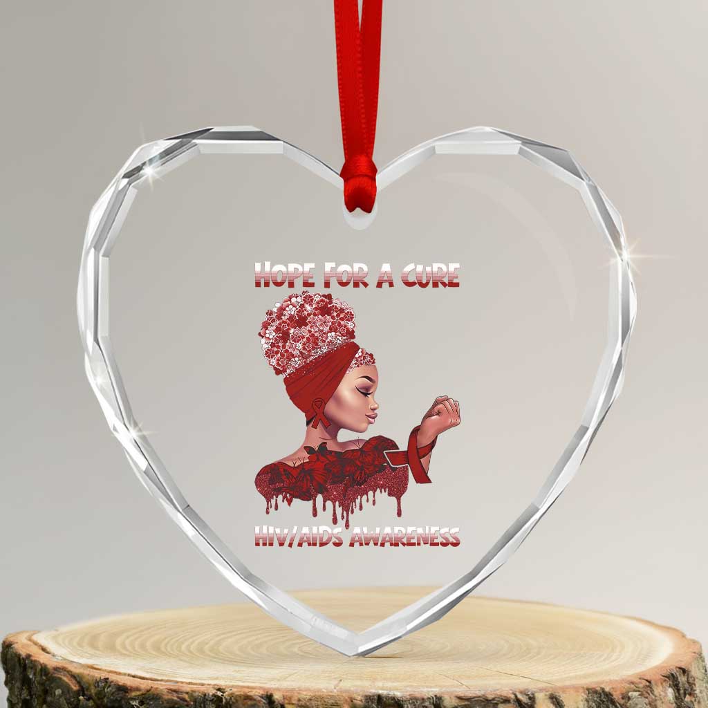 Hope For A Cure HIV Awareness Heart Crystal Glass Ornament Support Squad Gift - Wonder Print Shop