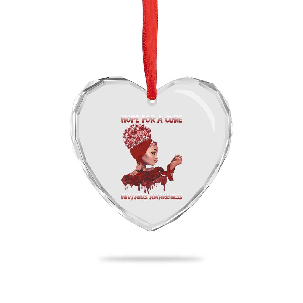 Hope For A Cure HIV Awareness Heart Crystal Glass Ornament Support Squad Gift - Wonder Print Shop