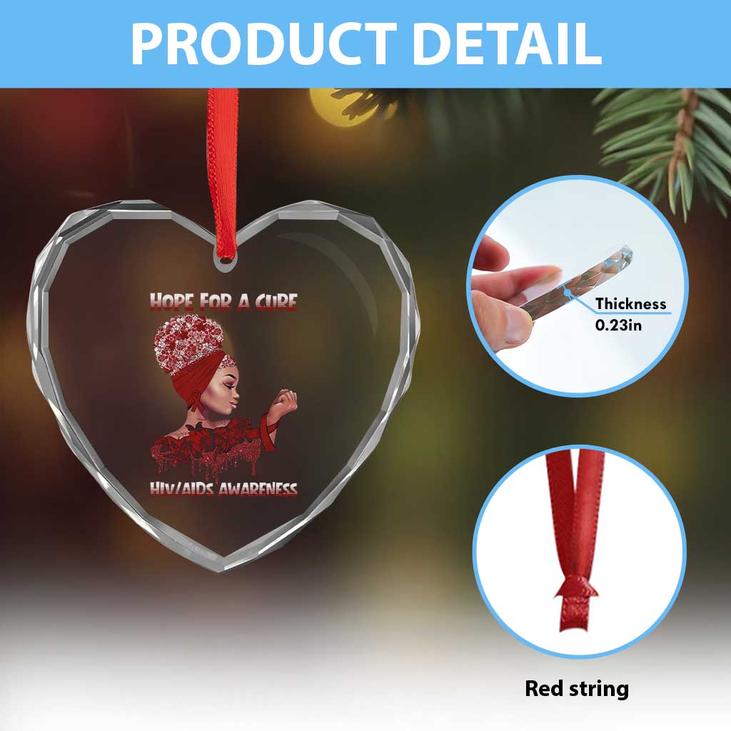 Hope For A Cure HIV Awareness Heart Crystal Glass Ornament Support Squad Gift - Wonder Print Shop
