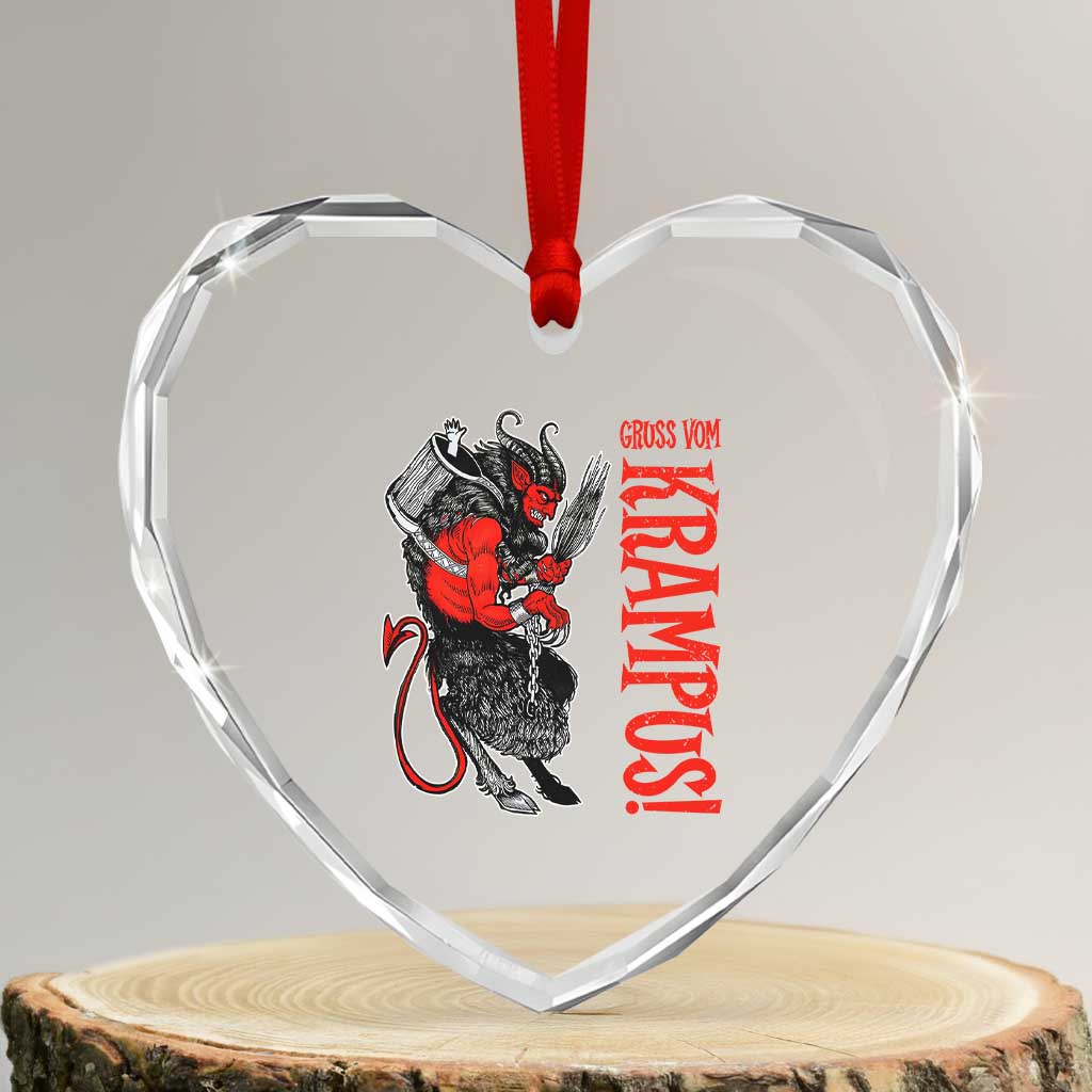 Horror Christmas Gruss Vom Krampus Heart Crystal Glass Ornament - Wonder Print Shop