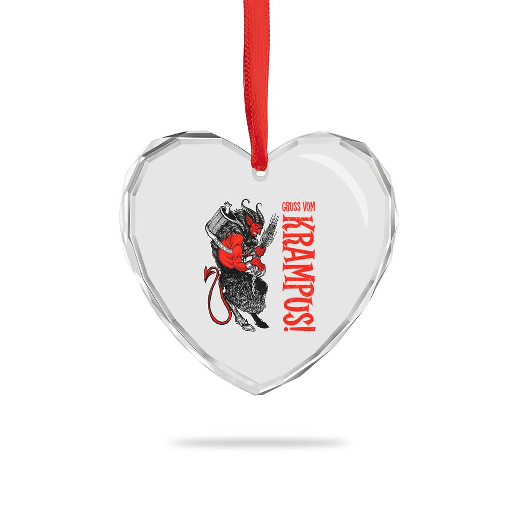 Horror Christmas Gruss Vom Krampus Heart Crystal Glass Ornament - Wonder Print Shop
