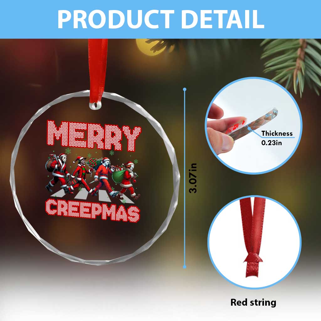 Horror Xmas Crystal Glass Ornament Merry Creepmas Horror Characters TS09