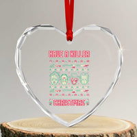 Horror Xmas Heart Crystal Glass Ornament Have A Killer Christmas Horror Characters - Wonder Print Shop
