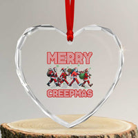 Horror Xmas Heart Crystal Glass Ornament Merry Creepmas Horror Characters - Wonder Print Shop