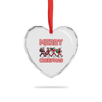 Horror Xmas Heart Crystal Glass Ornament Merry Creepmas Horror Characters - Wonder Print Shop