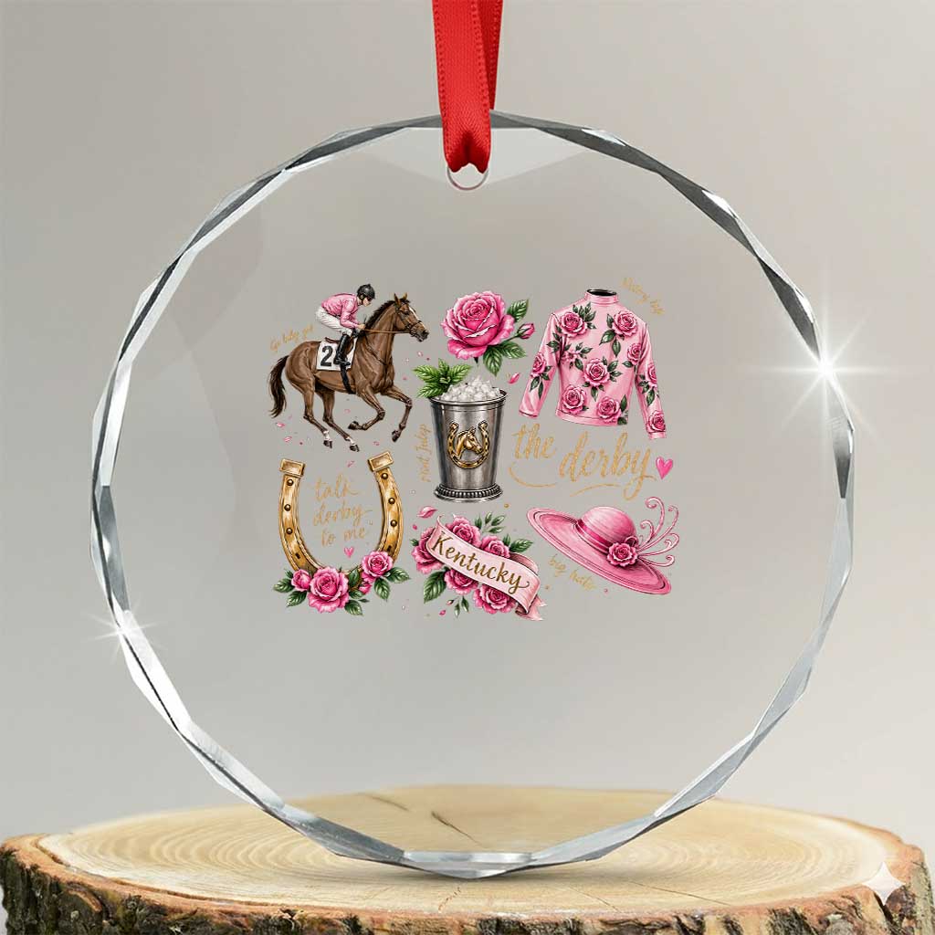 Horse Racing Derby Day Crystal Glass Ornament Doodles Funny Silks Jockey