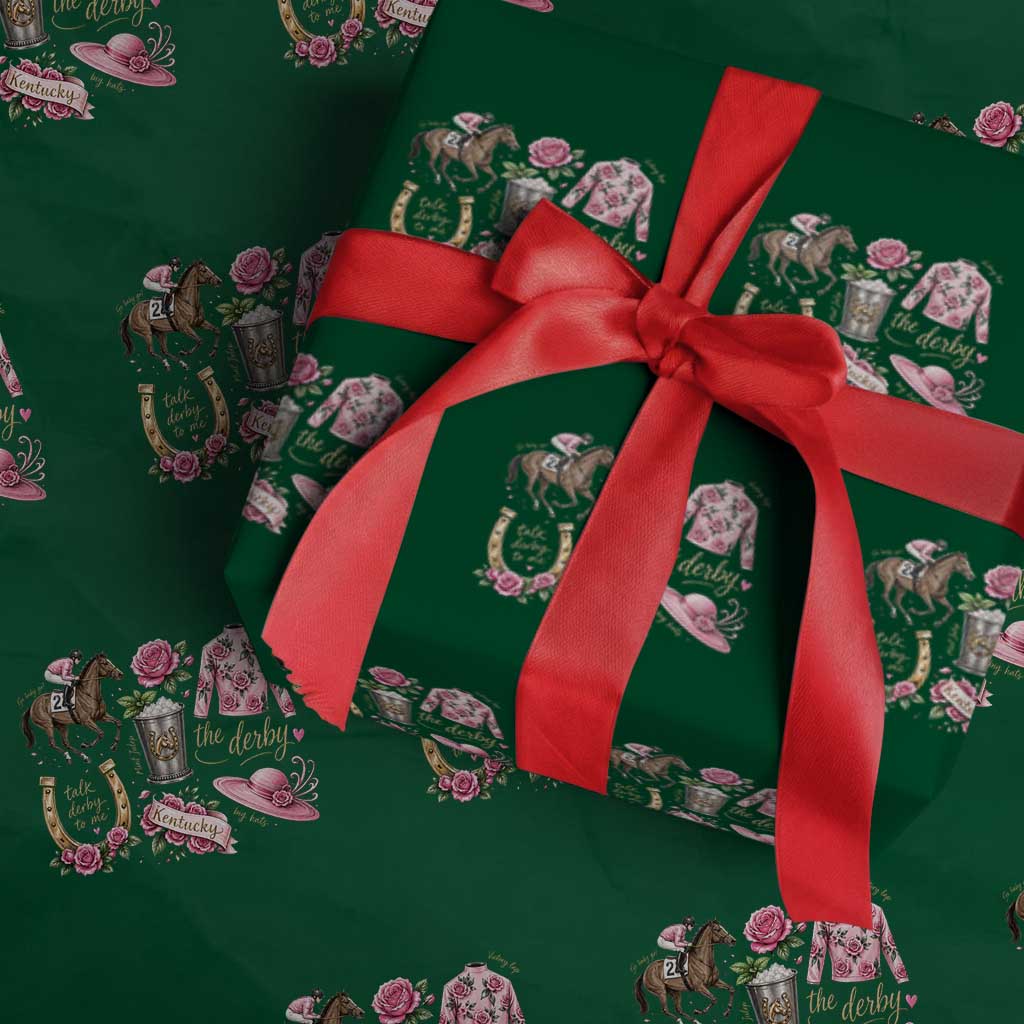 Horse Racing Derby Day Wrapping Paper Roll Doodles Funny Silks Jockey