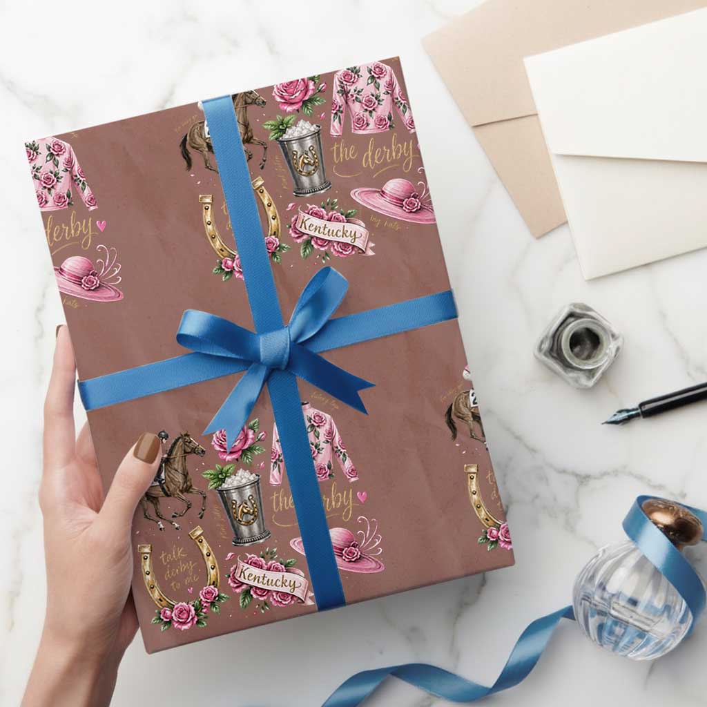 Horse Racing Derby Day Wrapping Paper Roll Doodles Funny Silks Jockey