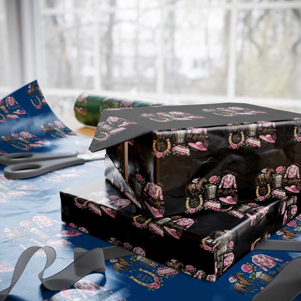 Horse Racing Derby Day Wrapping Paper Roll Doodles Funny Silks Jockey