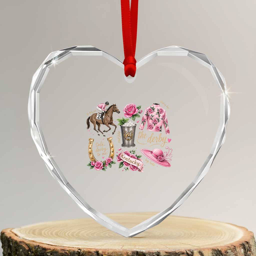 Horse Racing Derby Day Heart Crystal Glass Ornament Doodles Funny Silks Jockey