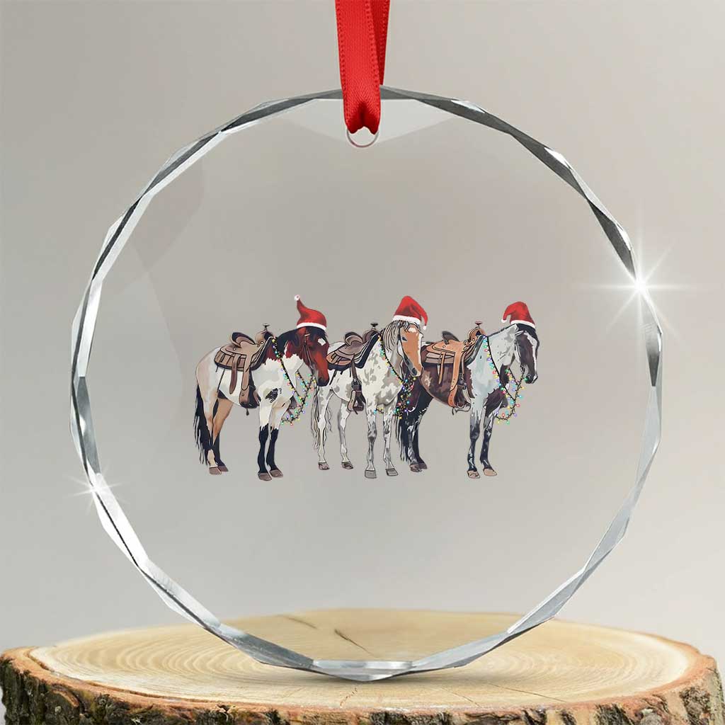 Horse Xmas Crystal Glass Ornament Western Cowboy Cowgirl Howdy Country TS10
