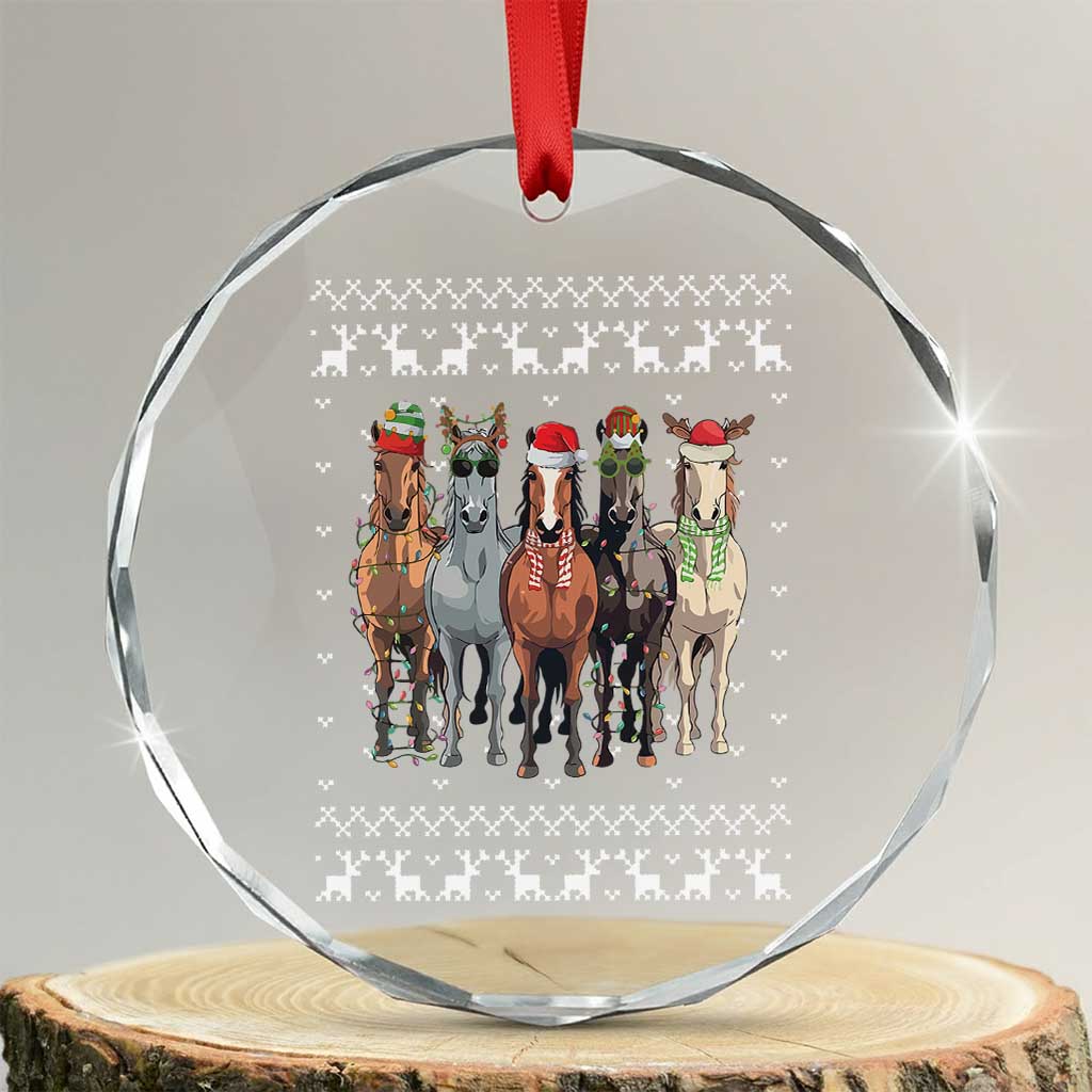 Horse Xmas Crystal Glass Ornament Western Cowboy Cowgirl Howdy Country Ugly Xmas TS10