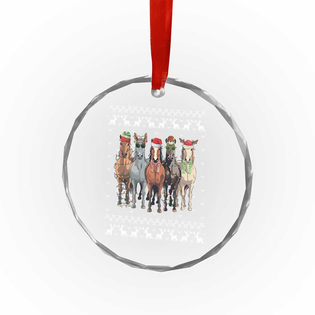 Horse Xmas Crystal Glass Ornament Western Cowboy Cowgirl Howdy Country Ugly Xmas TS10