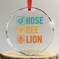 Hose Bee Lion Funny Meme Word Pun Retro Crystal Glass Ornament