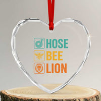 Hose Bee Lion Funny Meme Word Pun Retro Heart Crystal Glass Ornament