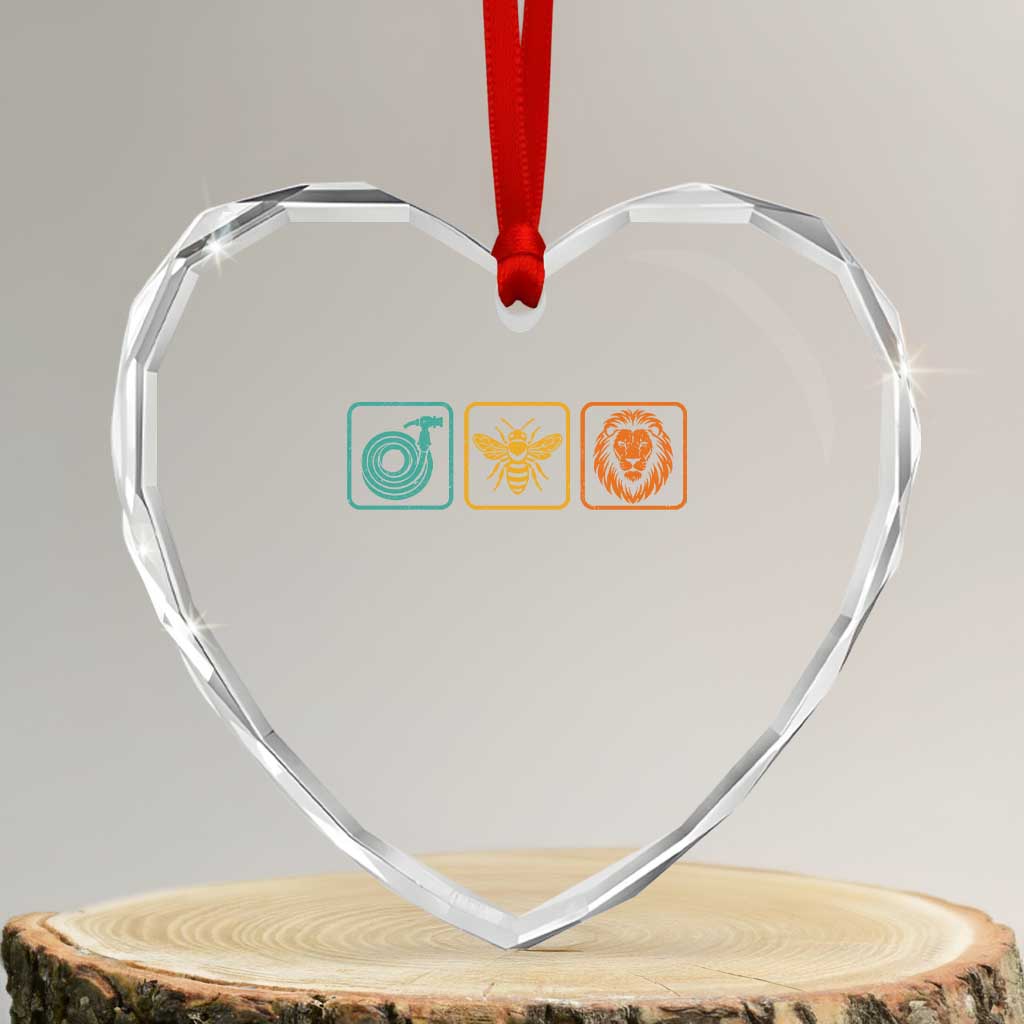 Hose Bee Lion Icons Funny Meme Retro Heart Crystal Glass Ornament