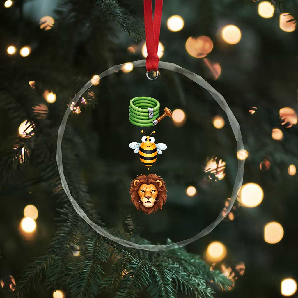 Hose Bee Lion Meme Slang Funny Sarcastic Pun Graphic Crystal Glass Ornament