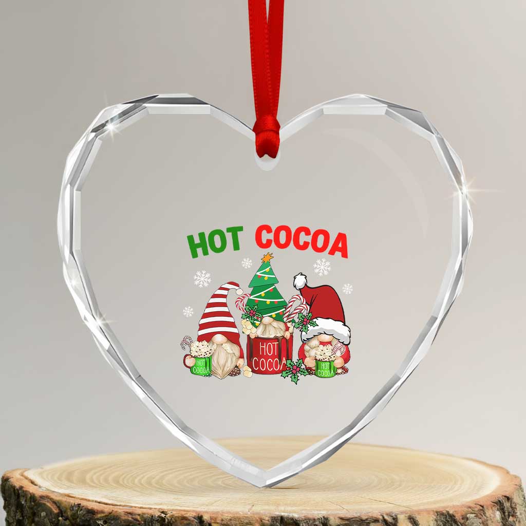 Hot Cocoa Gnomes Drink Hot Chocolate Watch Xmas Movies Heart Crystal Glass Ornament - Wonder Print Shop