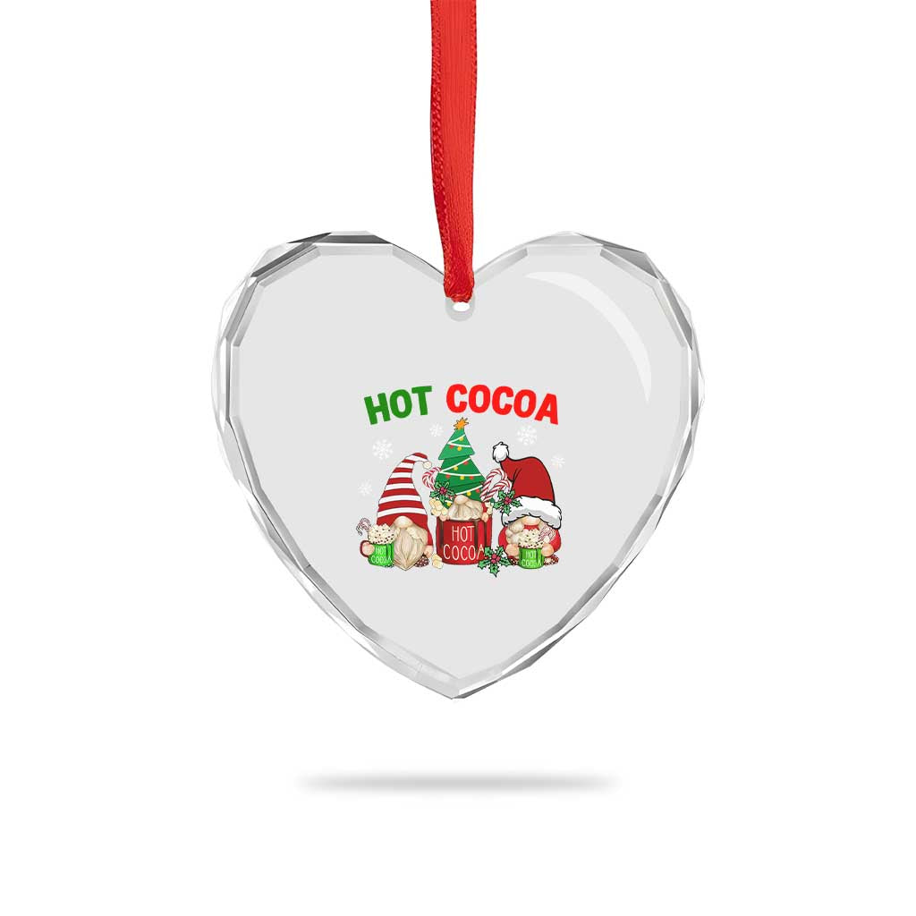 Hot Cocoa Gnomes Drink Hot Chocolate Watch Xmas Movies Heart Crystal Glass Ornament - Wonder Print Shop