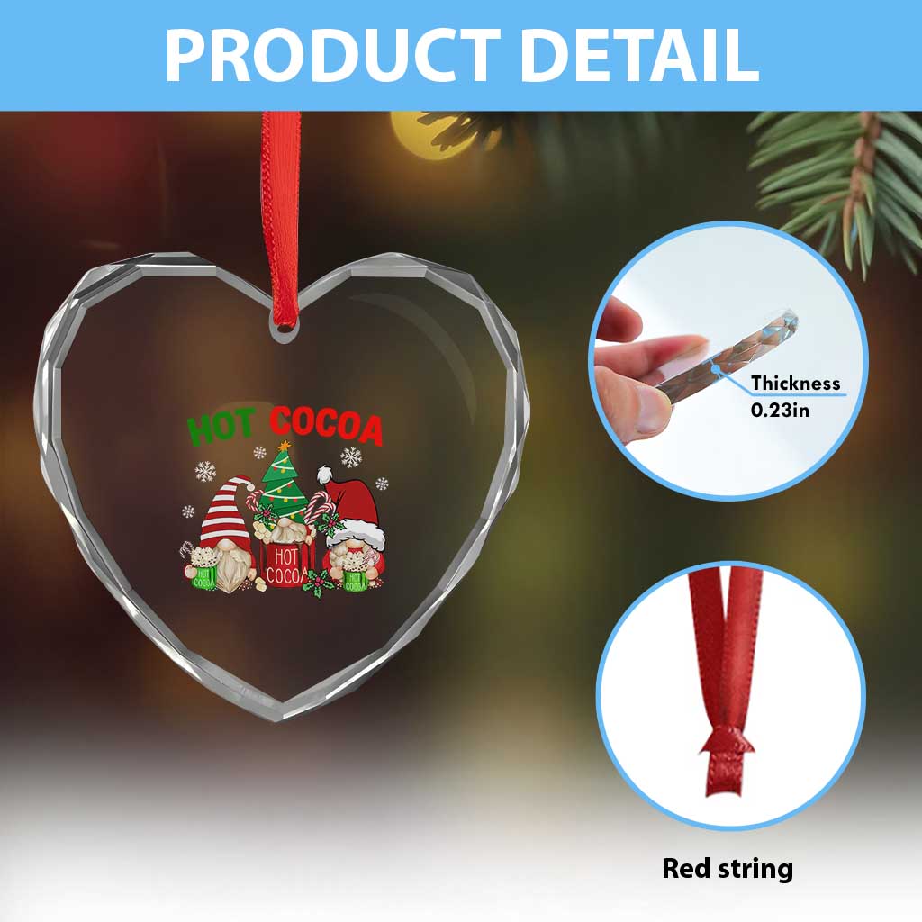 Hot Cocoa Gnomes Drink Hot Chocolate Watch Xmas Movies Heart Crystal Glass Ornament - Wonder Print Shop