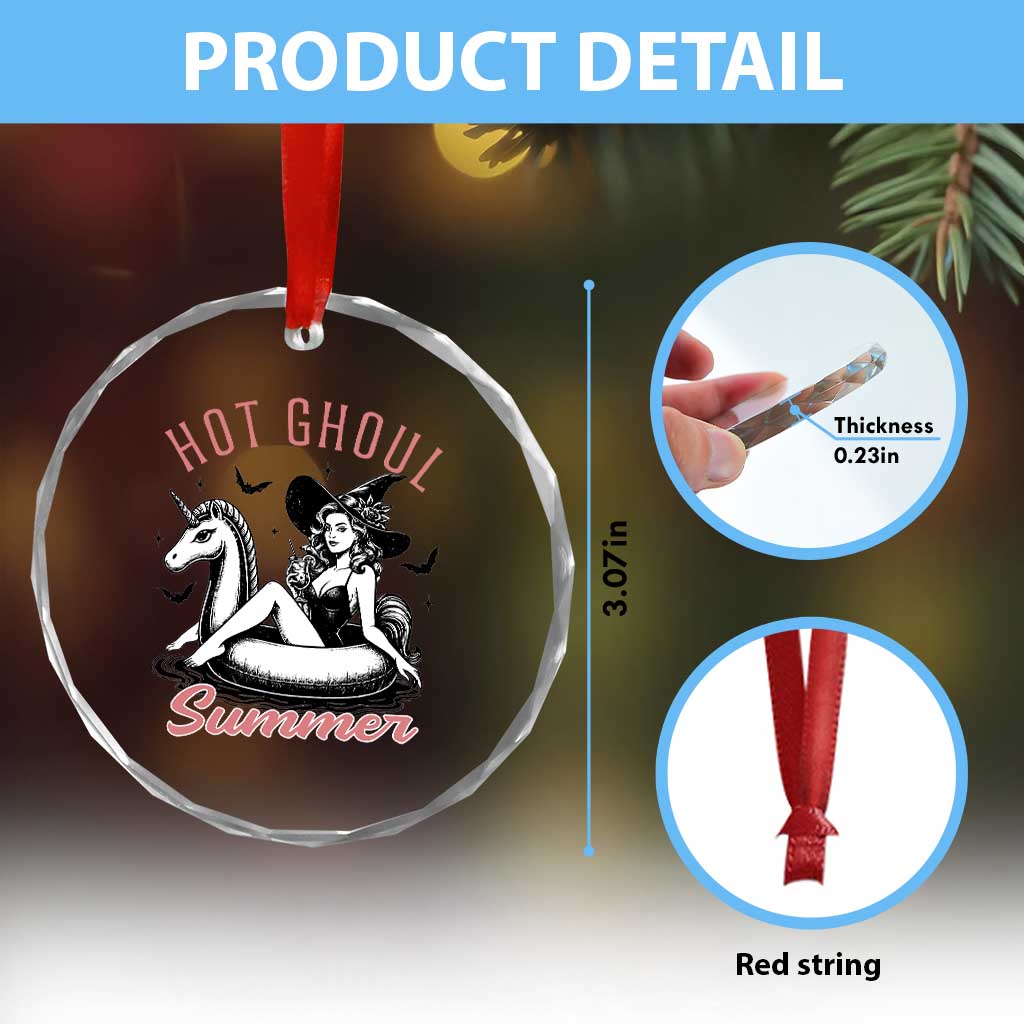 Hot Ghoul Summer Crystal Glass Ornament Retro Pin Up Witch Summerween Summer Beach Halloween Vibes