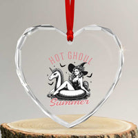 Hot Ghoul Summer Heart Crystal Glass Ornament Retro Pin Up Witch Summerween Summer Beach Halloween Vibes